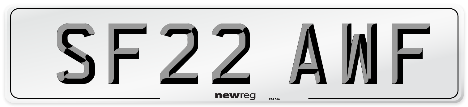 SF22 AWF Number Plate from New Reg